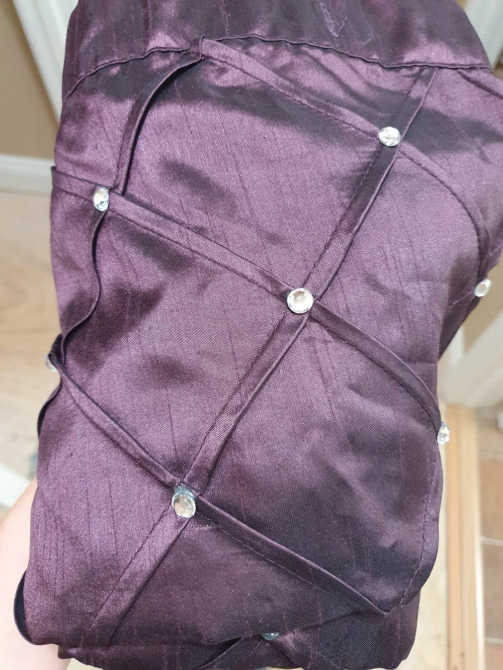 Elegant Purple Shower Curtain with Beaded Lattice